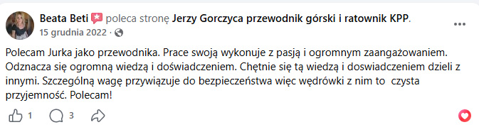 Druga opinia uczestniczki wycieczki o przewodniku Jerzym Gorczycy