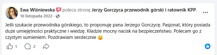 Trzecia opinia uczestniczki wycieczki o przewodniku Jerzym Gorczycy
